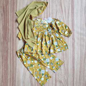 SHAKILA- Setelan Muslim Anak Perempuan set Pashmina Instan 1-4Tahun by Dhiska Collection