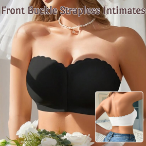 Front Buckle Strapless Tube Top Wavy Edge Bra Nonmarking Push Up Small Size Summer Seamless Anti-slip Beauty Back Bra