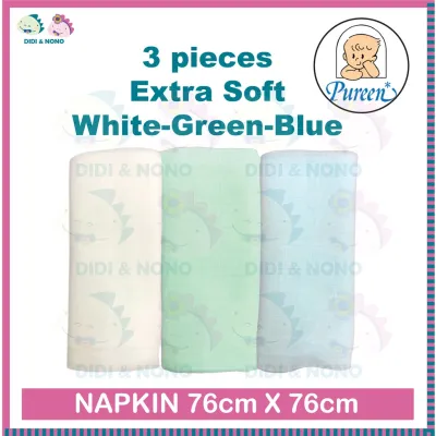 [6pcs] Pureen Baby Napkins Napkin Colourful Kain Lampin Berwarna Extra Soft