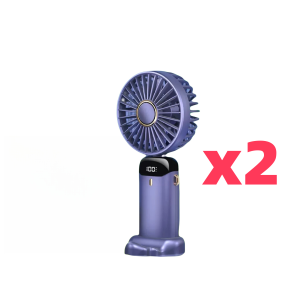 【BUY 1 TAKE 1】Mini Fan USB Rechargeable electric Fans handheld folding fan with LED display 5 speeds can be used as a mobile phone holder Handy Desk Fan For Outdoor And Indoor