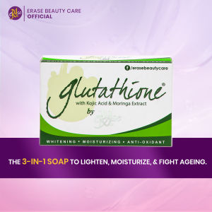 Glutathione by Erase Soap (Kojic & Moringa) | 3-in-1 Whitening Anti-Aging & Moisturizing | Fades Dark Spots | THE 3-IN-1 SOAP TO LIGHTEN MOISTURIZE & FIGHT AGEING