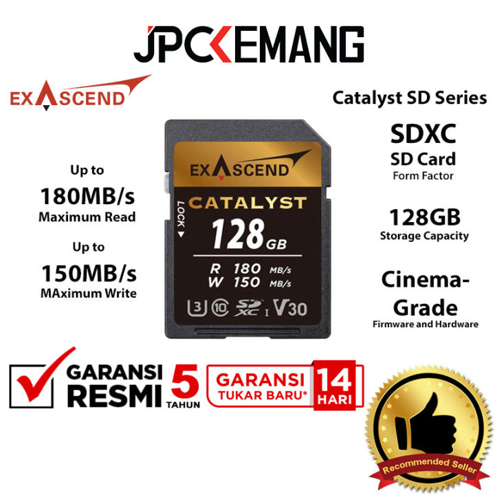 Exascend Catalyst SDXC 128GB UHS-I V30 180MBs SDHC 128 GB Memory