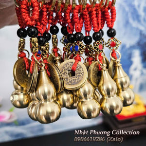 Móc Khóa Hồ Lô Phong Thủy 5 Đồng Xu May Mắn Thịnh Vượng