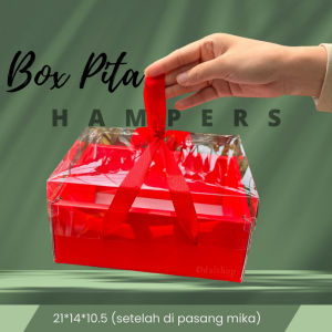 HardBox Aesthetic Box Gift Serbaguna Hampers Food Grade Hari Raya Tutup Mika Dengan Tali Pita