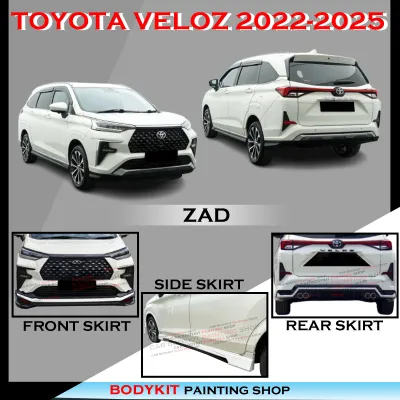 TOYOTA VELOZ 2022-2025 ZAD STYLE FULLSET SKIRTING(FRONT SKIRT SIDE SKIER REAR SKIRT) MATERIAL ABS
