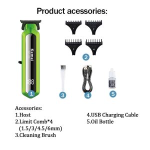 KEMEI Electric Hair Clipper for men USB Rechargeable Professional Barber Razor LCD Display KM-1790