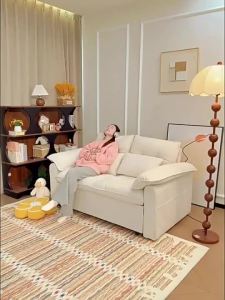 CraftedLiving SG-Cream Style Foldable Sofa Bed 2-in-1 Multifunctional for Living Room & Study Single/Double for Small Spaces