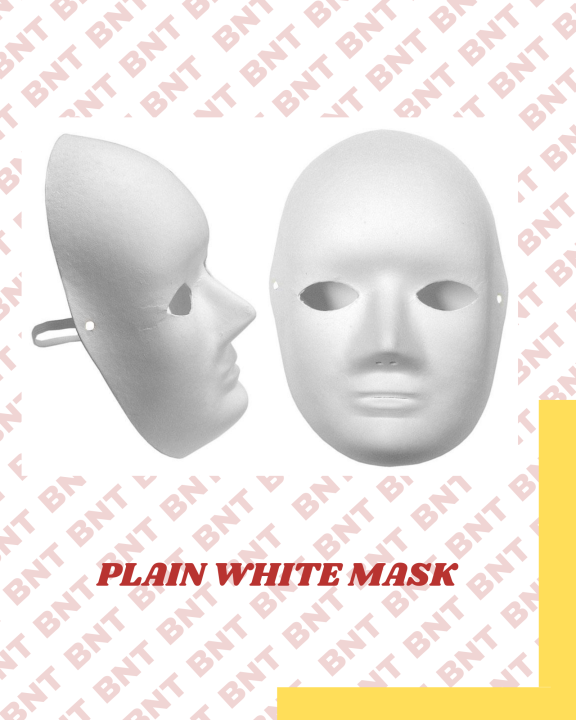 WHITE PLAIN MASK FULL PAPER Mask White DIY Hand-painted Cosplay Plain ...