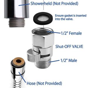 HJKL G1/2" Flow Quick Control Shower Shut-OFF Valve Shower Head Valve Water Saver Valve