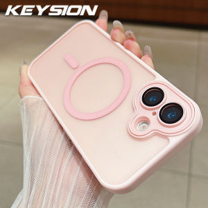 KEYSION Luxury Matte Translucent Magnetic Case for MagSafe for iPhone 17 Wireless Charging Shockproof Armor Phone Back Cover