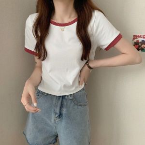 เสื้อยืดครอปคอกลมแขนสั้น แฟชั่น สไตล์มินิมอล ผ้านิ่มมาก 5สี สวมใส่สบาย ราคาถูก พร้อมส่ง สั่งเผื่อไซสด้วยจ้า