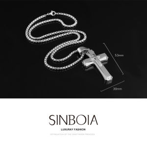 Sinboia Gold / Black / Silver Cross Necklace For Men Women Stainless Steel Necklace Aesthetic Jewelry