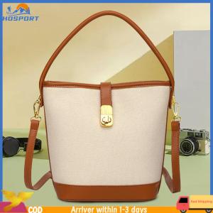 【Hospor】 Handbag with Adjustable Shoulder Strap Fashionable Crossbody Bag Top-Handle Splicing Bucket Bag for Women Shopping Travel
