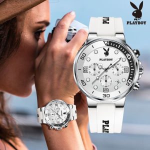 PLAYBOY Casual Watch For Women Water Proof Sale Original Sports Fashion Luminous Multifunction Dial Silicone Strap 2024 NEW