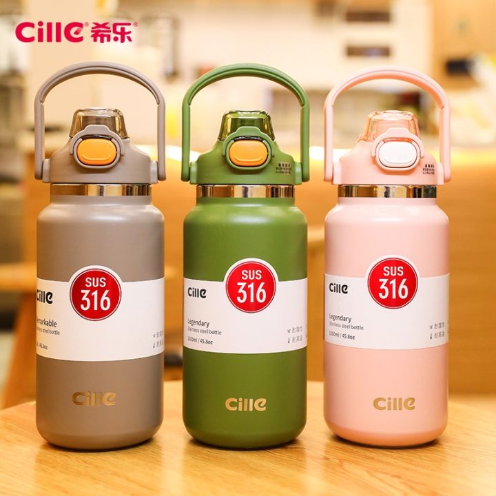 CILLE Water Bottle with Straw Thermos Cup 316