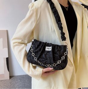 O-KAY Desain Ceruk Prancis Rasa Premium Tas Ketiak Lipit Pasang Seratus Dengan Rantai Tas Kecil