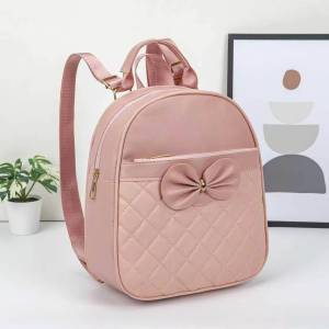 ABC BAGS#1202 Trendy 10inches Women`s backpack featuring  a prominent matching bow embellishment on the front panel