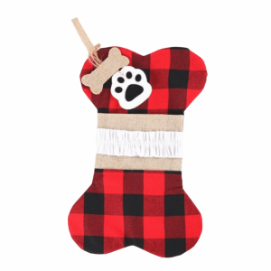 PWD0442 Cartoon Christmas Stocking Sock Pendant Bone Shaped 3D Christmas Sock Gift Bags Rustic Decorative Dog Bone Stocking Hanging Ornament Home Xmas Decor