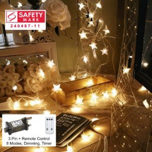 STARZ - SG SAFETY MARK   31V 10 Meter 100 Stars Led Splash Proof Decoration Led Fairy String Lights  Warm  Christmas Tree Decoration Lights