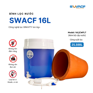 Bình lọc nước uống trực tiếp SWACF 16L CWFLT Nano bạc lõi lọc 7L công suất 25.000L giữ khoáng chất