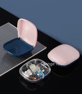 Flip Cover Lid Four Slots Portable Pill Box Small Jewelry Storage Box Med Vitamin Supplement Box Pill Storage Box Ubat HH133