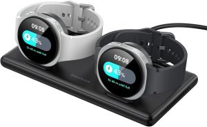 Dual Charger for Galaxy Watch Ultra 2/9/8/8 Classic/Ultra (2025)/7/6/5    Portable Wireless Charging Dock for Samsung Watch Ultra/FE/6 Classic/5 Pro/Active 2 SwanScout 507DS