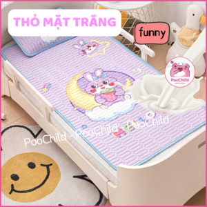 Chiếu điều hoà kèm gối cho bé sơ sinh nằm mát 60x120cm chiếu lụa điều hoà cao su non thông hơi