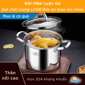 Nồi Luộc Gà Inox 304 Đáy 3 Lớp SSGP 22cm 5.4L Dùng Cho Bếp Từ và Mọi Loại Bếp Nồi Hầm Xương Nấu Canh Thân Cao Cao Cấp Đạt Chất Lượng LFGB Đức