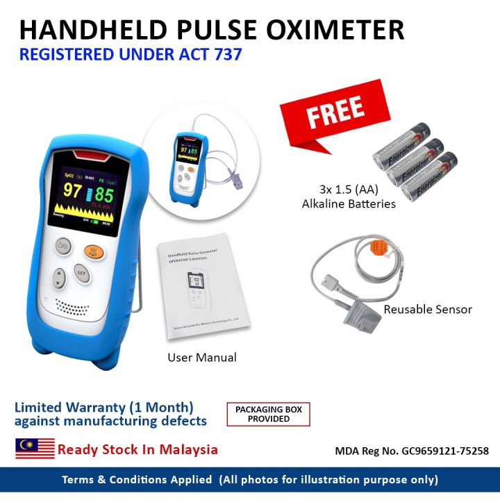 HANDHELD PULSE OXIMETER WITH SENSOR Lazada