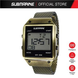 SUBMARINE Fashion Digital Men Watch Vintage Metal Stainless Steel Strap 30m Waterproof Jam Tangan Lelaki TA-5275-M-MT (B)