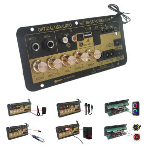 BT Audio Amplifier Board with Optical Audio AMP USB FM Radio TF Player Digital Subwoofer Power Amplifier Board for Karaoke Home Car 220V