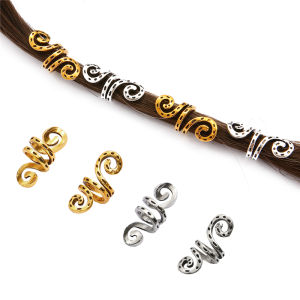 5ชิ้น23X10มมวินเทจกิ๊บสกปรกถักเปียไอริชงูผมหัวเข็มขัดชาติพันธุ์เกลียวลูกปัดแหวนผมคลิปผมอุปกรณ์ผม