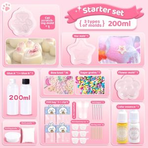 DIY Pinch Toy Set Cat Claw/Donut/Cheese/Kuromi Mold Set for Kids 8-11 years DIY squeeze toy set