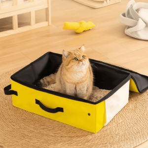 OUTOPEN Oxford Cloth Foldable Cat Litter Box Waterproof Large Capacity Travel Litter Pan Practical With Zipped Lid Dog Potty Car Travel