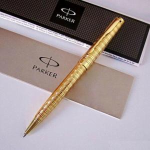Customized Pen Ink Pen Parker Sonnet Ballpoint Pen Chiselled Gold & Silver Plated with Gold Trim Twist Mechanism (Free carving)