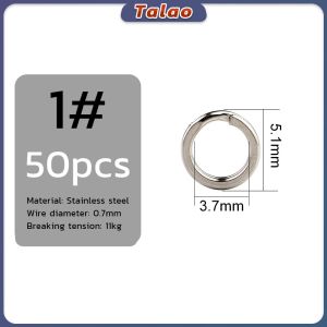 Fishing Split Ring 50pcs Stainless Steel Split Rings Strengthen Solid Ring Lure Connecting Ring