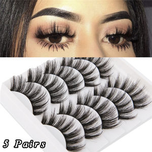 WOOLOVE 3D Soft False Eyelashes Long Thick Thin Bushy Eyelashes Handmade Soft Eyelash Makeup Extension Tools 5 Pairs