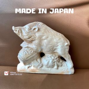 [Hàng Hiếm Japan Limited] 01 Bạn Heo Lợn Rừng Men Chảy Vàng Ngự Túi Tiền Gốm Trưng Bày Hàng Thủ Công [Có Xước Nhẹ]