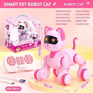 RC Robot Cat LED Lights Robot Dog Sensing Interactive Robotic Pet Music Dance Toy Kids Mainan Remote Kereta Control
