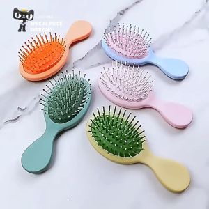 Small Travel Hair Brush Mini Air Cushion Massage Paddle Brush Anti Static Detangling for Women Girls Cute Portable Hairbrush with Rubber Pad for Long Straight Hair Scalp Care Gift