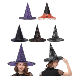 Thân thiện với da vải mũ phù thủy với tinsel cho Halloween Dành cho người lớn biểu diễn Phụ kiện tóc carnivals dụng cụ tiệc