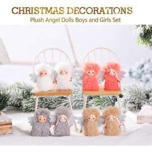 NAELIN 1Pair Nhiều màu Búp bê thiên thần Giáng sinh Cậu bé và cô bé trong phim hoạt hình. Vải nhung Đồ trang trí treo cây thông Noel Lễ hội Đạo cụ ảnh Hoa trang trí thả Trang trí nhà cửa