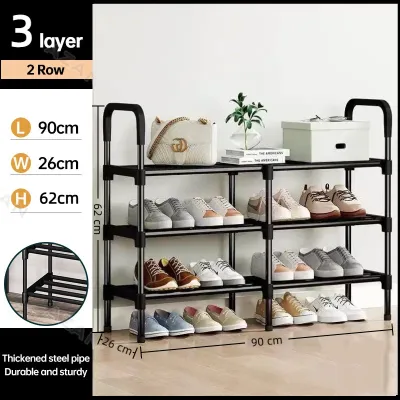 3/4/5/6/8 Layer shoe rack/ Tier Colored Stainless Steel Stackable Shoes Organizer Storage Stand Dual-Row Thickened Steel Shoe Rack