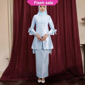 Flash Sale Women Muslim Suits 2 Pieces Eid Bow Lace Dress Set Ramadan