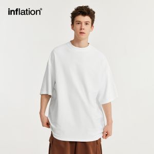 INFLATION brand Mens Youth Basic 250g Twill Advanced Solid Color Versatile T-shirt 2025 Spring/Summer New Product Trendy Brand Street Short Sleeve