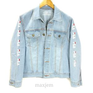 Jaket Jeans Fila size M dan L wanita biru muda denim tidak-strit maxjem