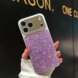 Large Window Glitter Sequins Phone Case For iPhone 17 16 15 14 13 Pro Max Camera Protection Shockproof Instantly Change 17 Cover