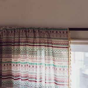 Cross-Border ins Curtain Finished Product   Bohemian Bedroom Small Window Decoration Half Shade Kitchen Curtain Cover Small Window