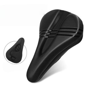 Non-Slip Bike Saddle Cover 4cm Thickened Silicone Memory Foam Waterproof Wear-Resistant Bike Cushion Cover PU Leather Anti-Slip Bicycle Seat Cover