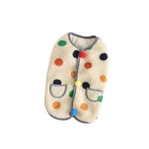 LABAICAI Warm Dog Hoodie Fleece Soft Pet Vest Cute Dots Pattern Dog Coats Winter Season